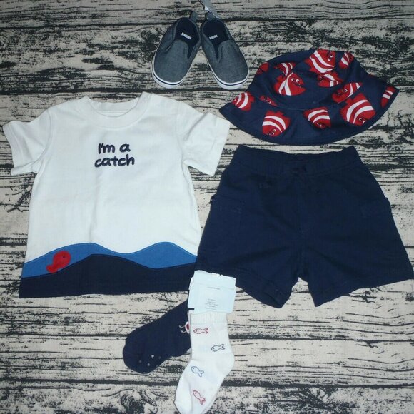 Gymboree Pelican Catch 12-18 Month Shorts Shirt Socks Size 04 Shoes Outfit NWT - Picture 7 of 7